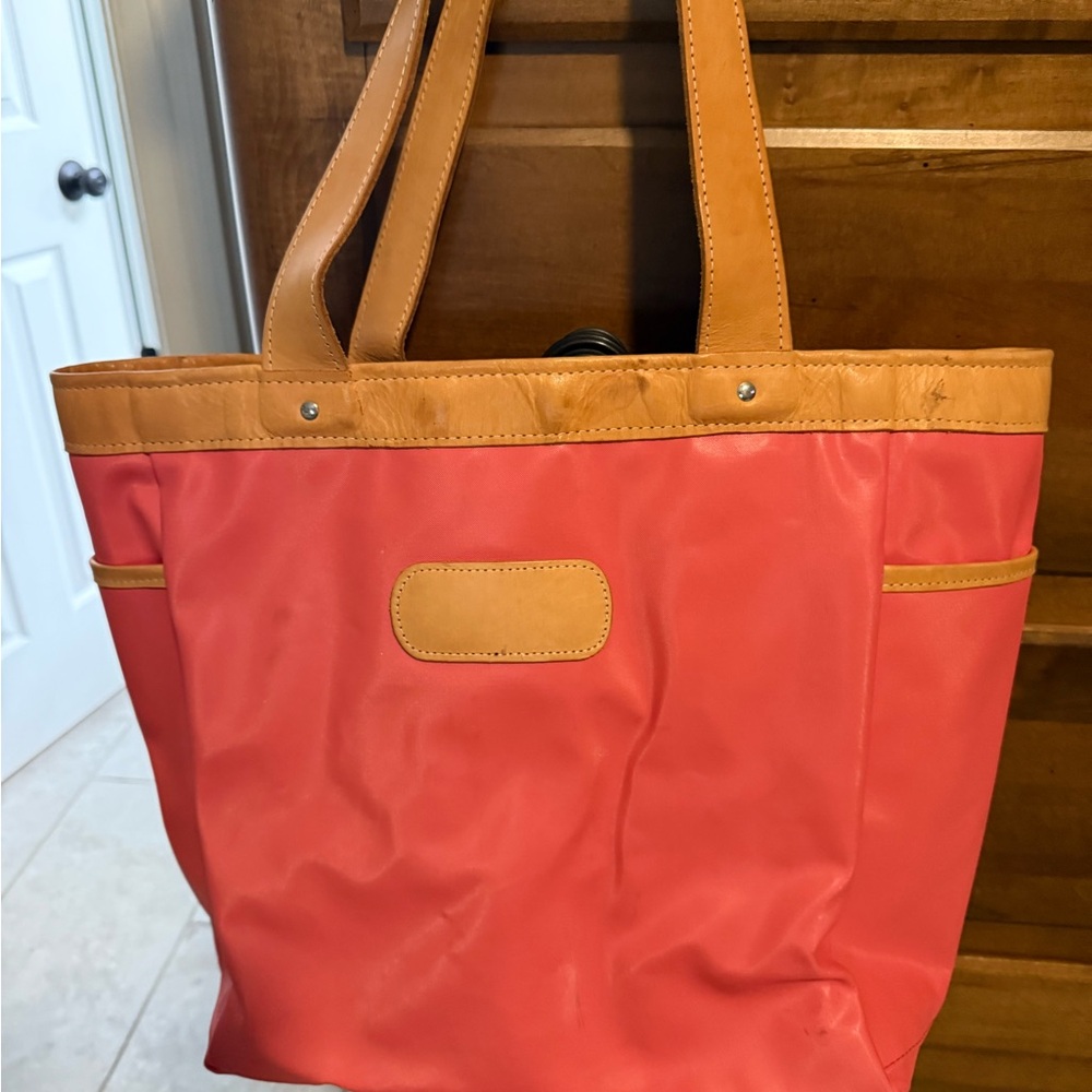 Jon Hart Design Coral and Tan Tote Bag